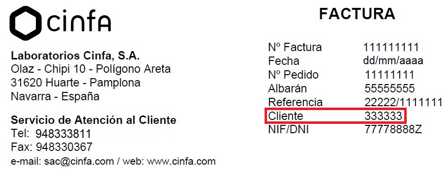 código cliente CINFA
