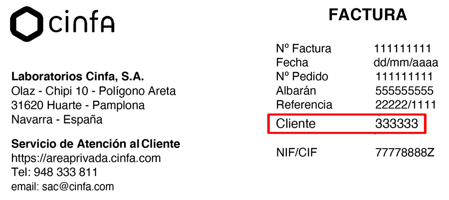 código cliente CINFA